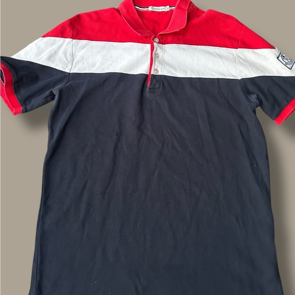 Moncler Gamme Bleu Tricolor Stripe Polo Shirt - Picture 1 of 13